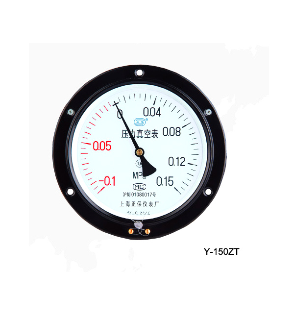 Y-150-ZT正保普通轴向带边压力表